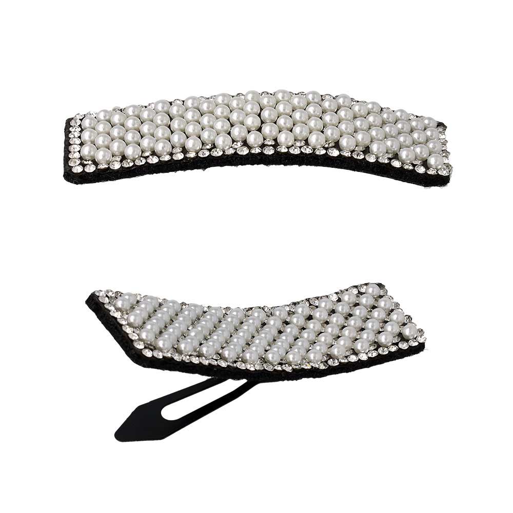 Pearl and Stone Rectangle Snap Clip Set