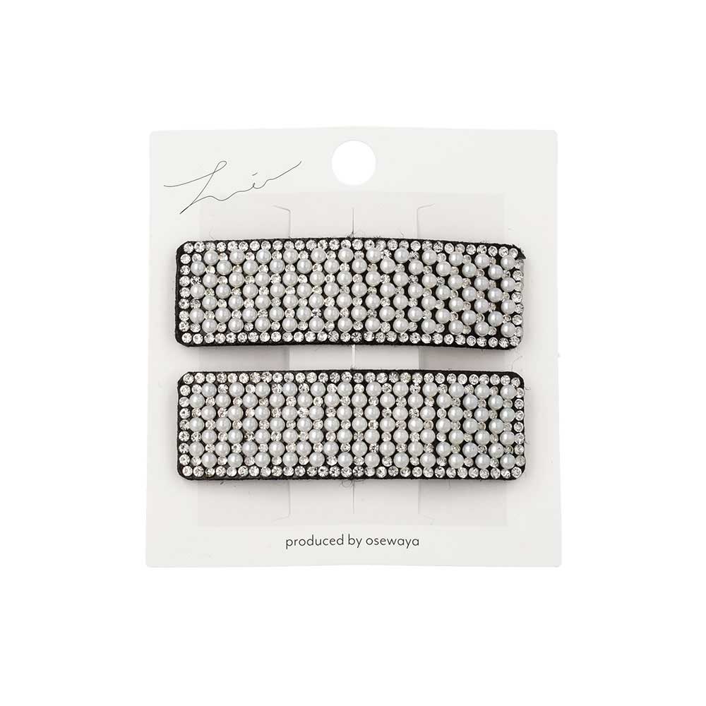Pearl and Stone Rectangle Snap Clip Set