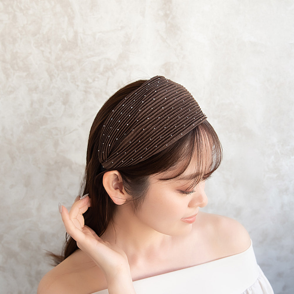 Encrusted Wide Plisse Headband