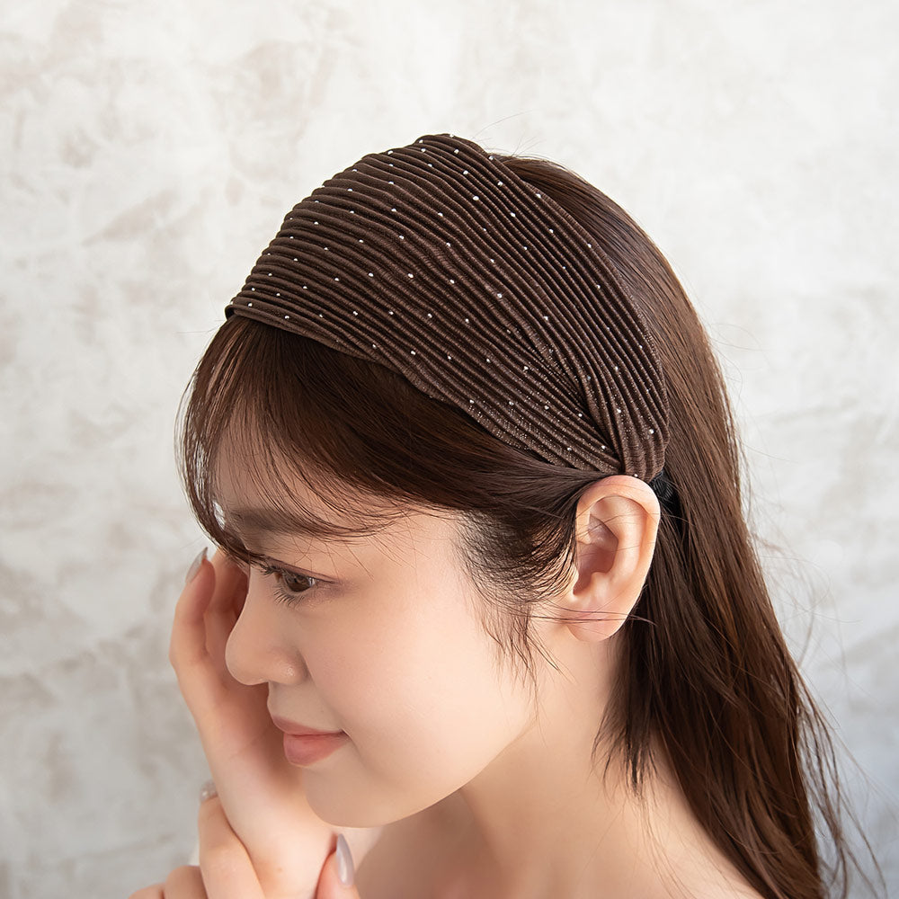 Encrusted Wide Plisse Headband