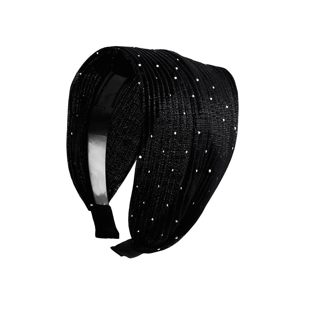 Encrusted Wide Plisse Headband