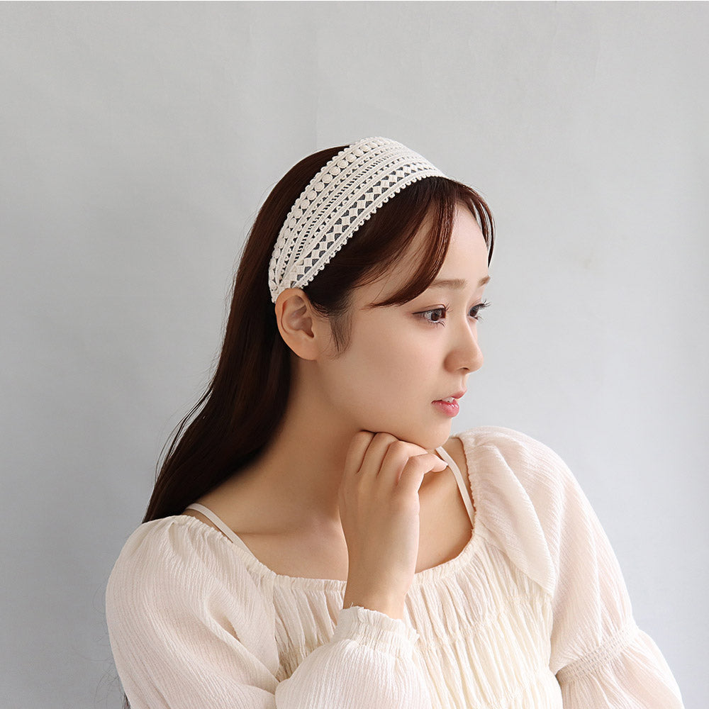 Wide Geometric Lace Headband