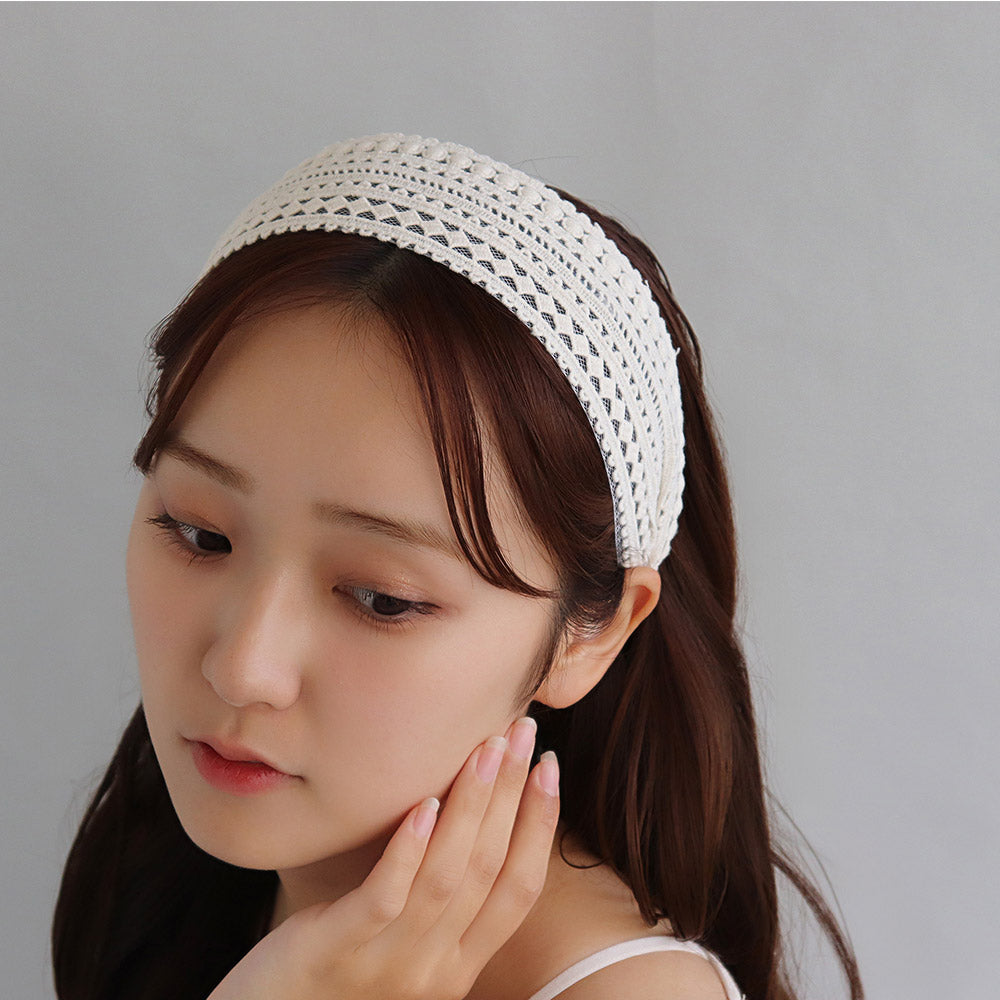 Wide Geometric Lace Headband