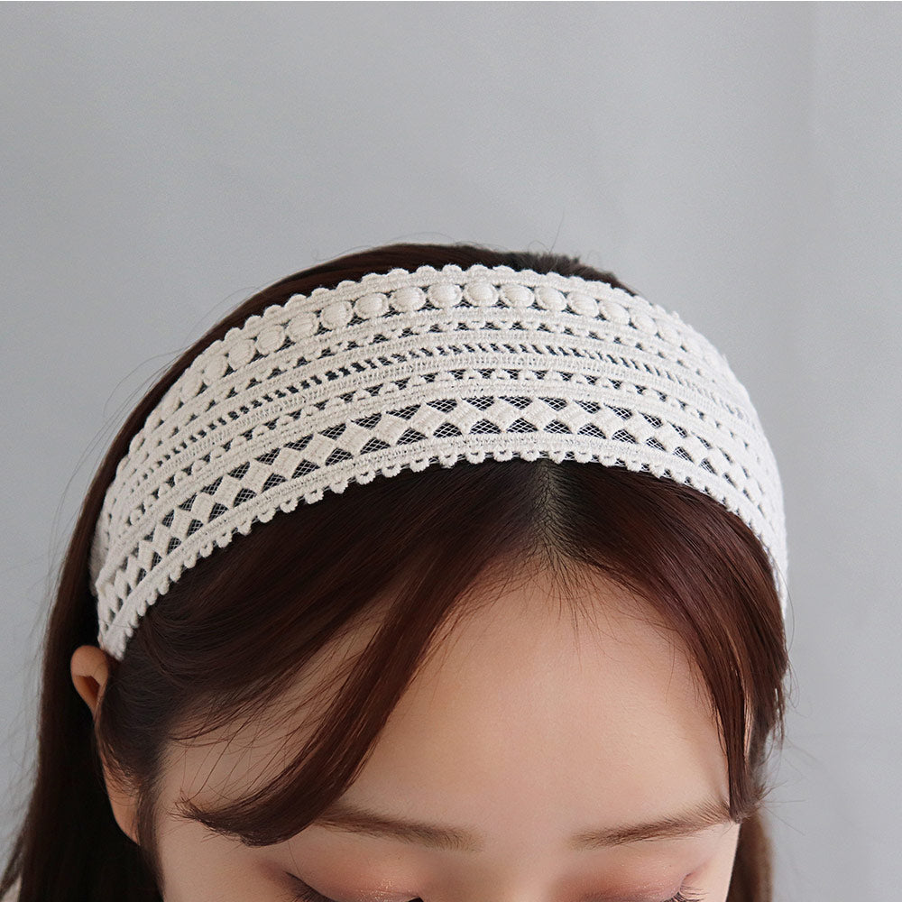 Wide Geometric Lace Headband
