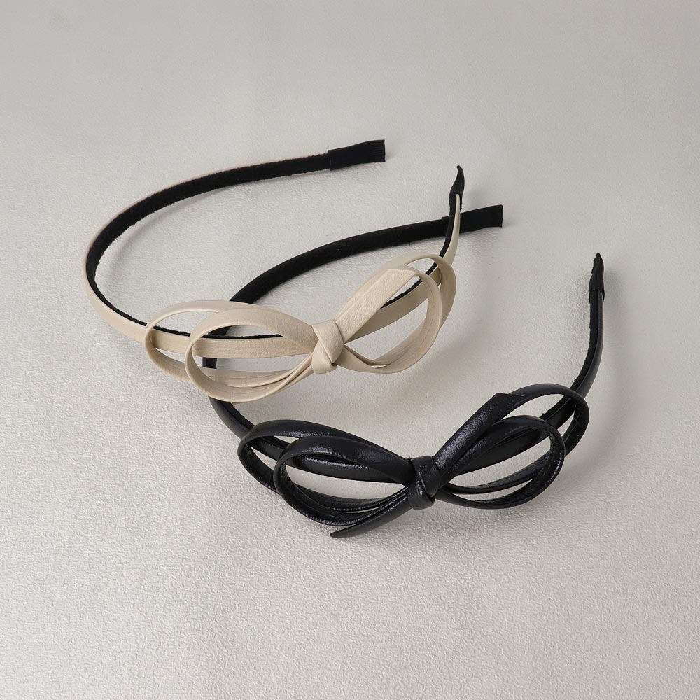 Side Faux Leather Bow Headband