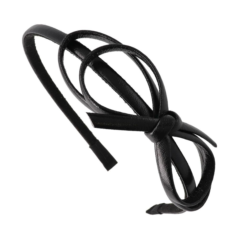 Side Faux Leather Bow Headband