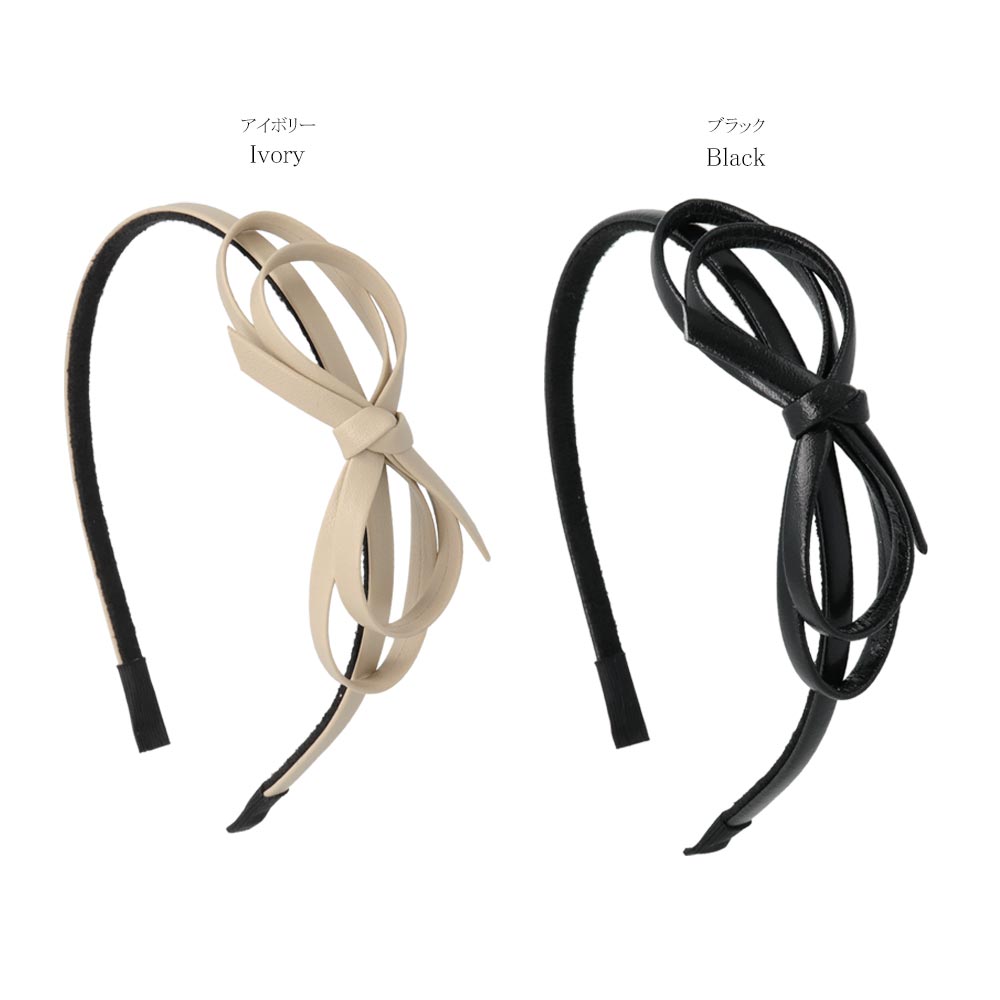 Side Faux Leather Bow Headband