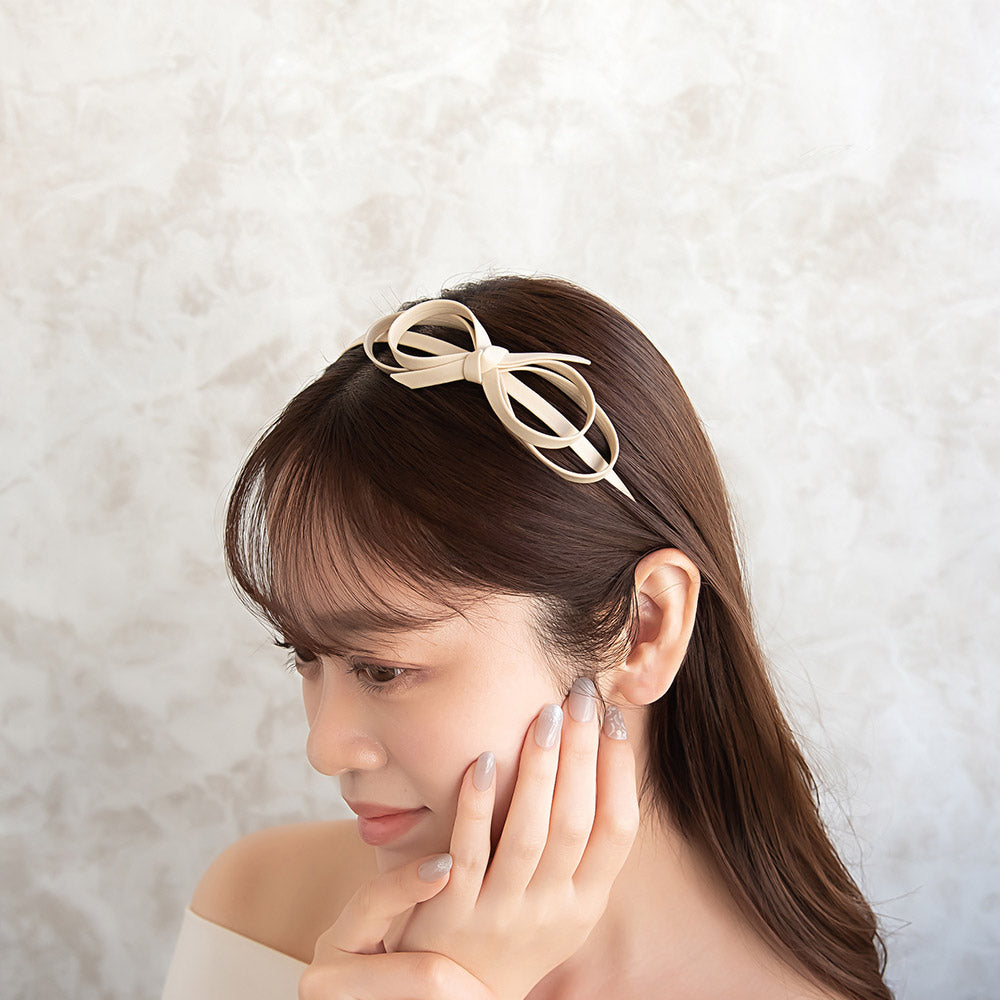 Side Faux Leather Bow Headband