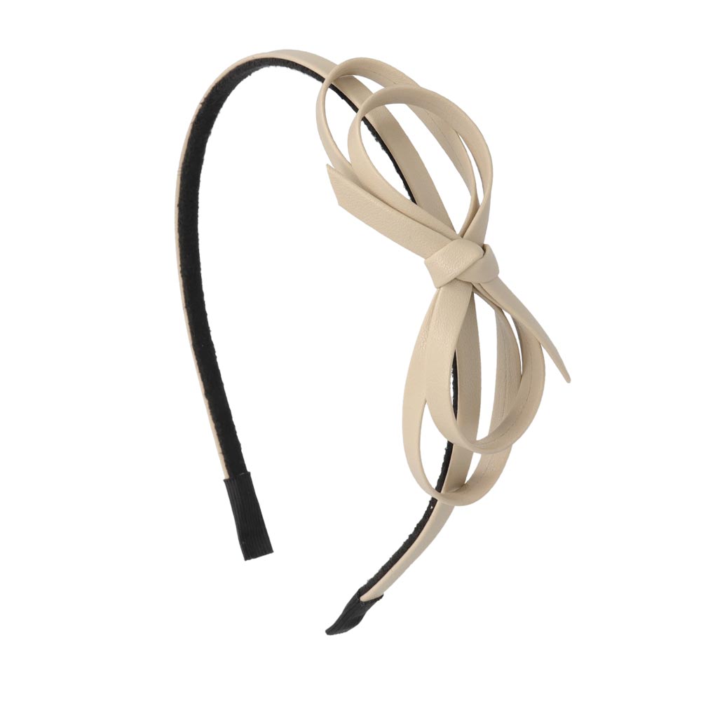 Side Faux Leather Bow Headband