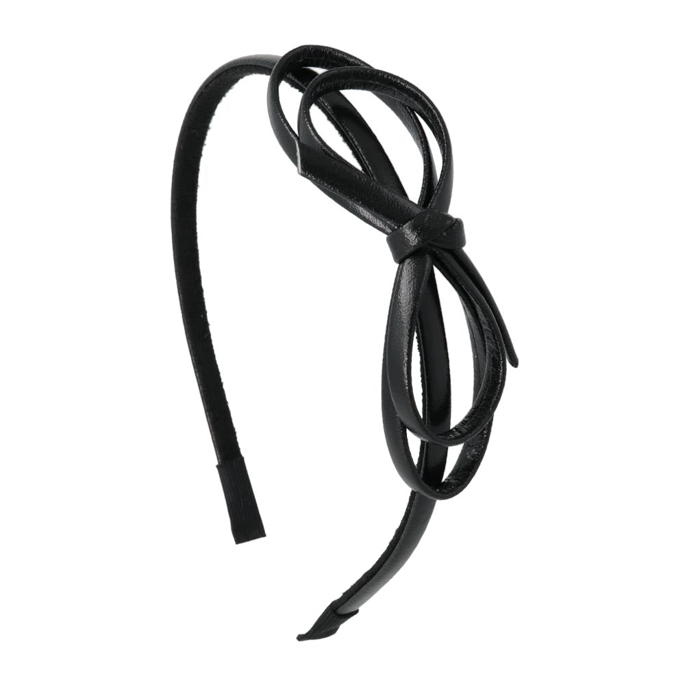 Side Faux Leather Bow Headband
