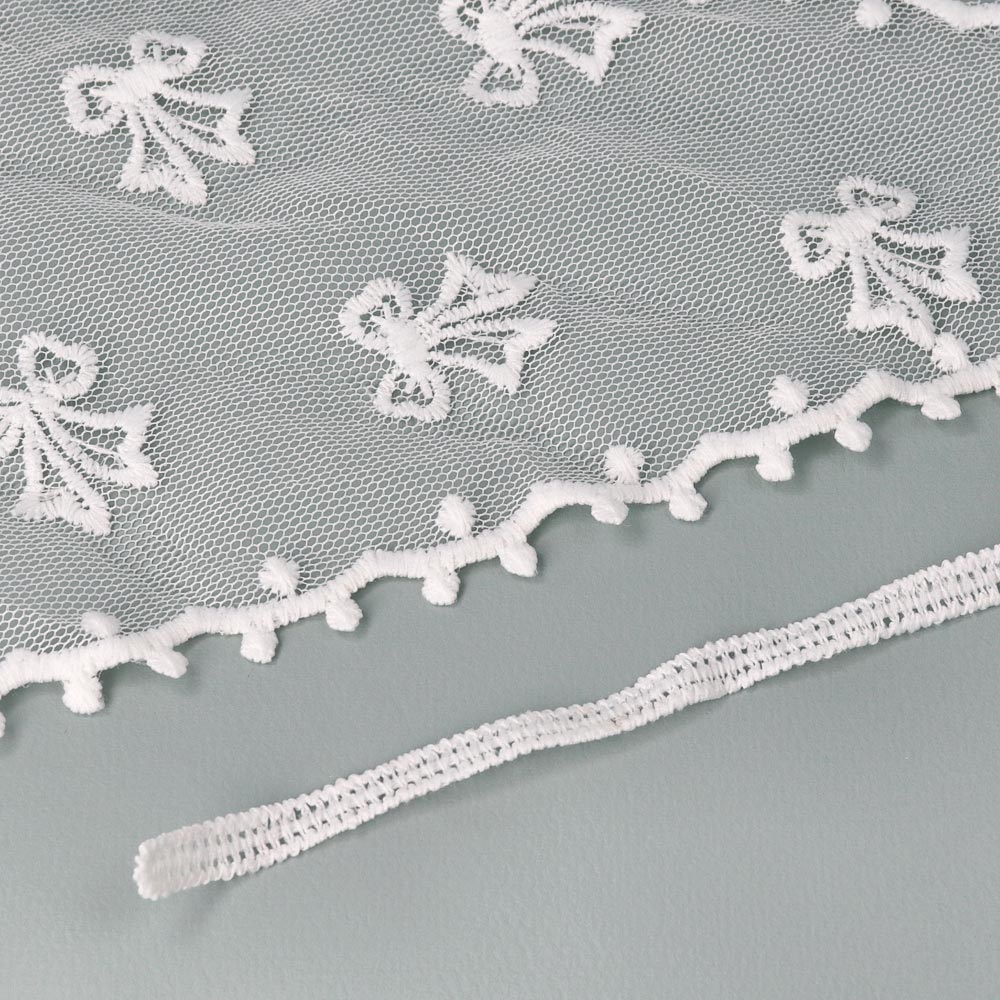 Embroidered Bow Tulle Triangle Headscarf