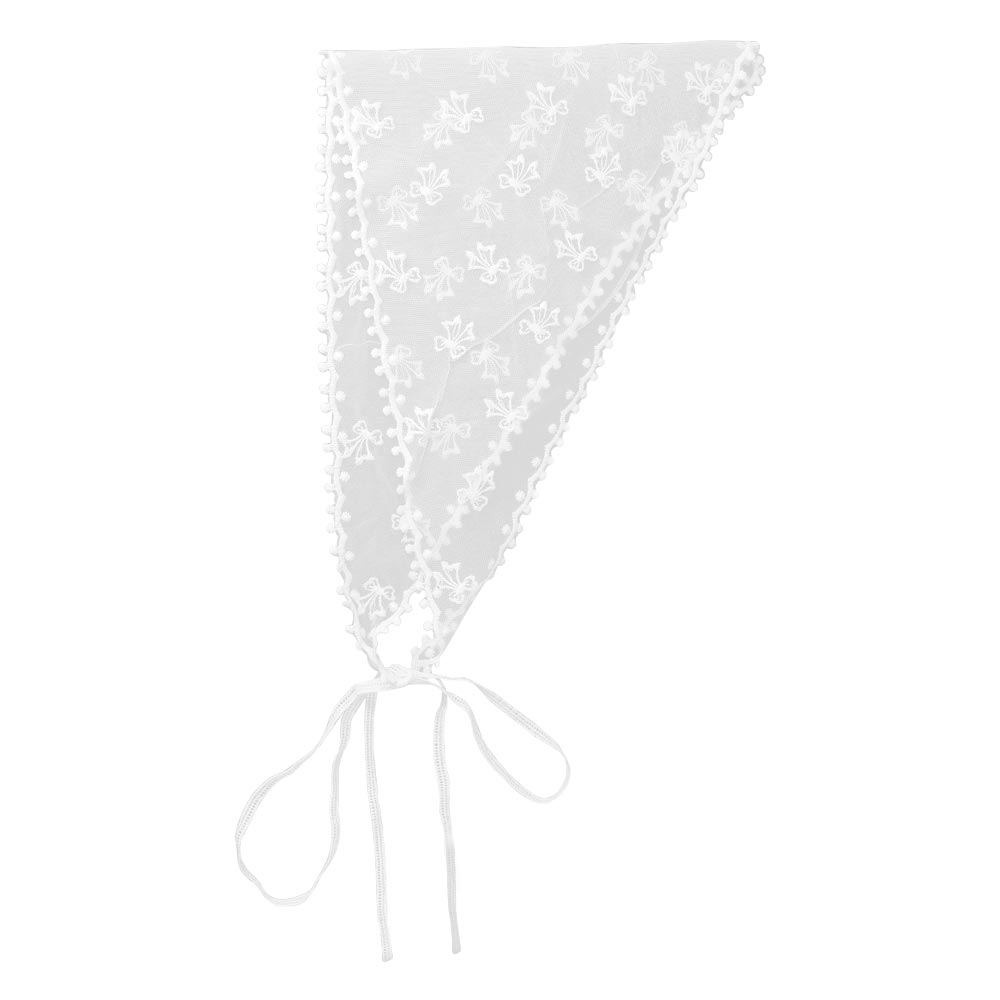 Embroidered Bow Tulle Triangle Headscarf