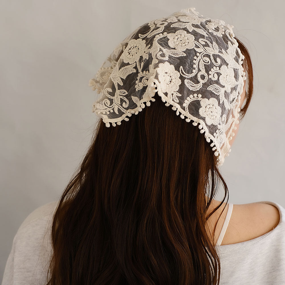 Botanical Tulle Triangle Headscarf