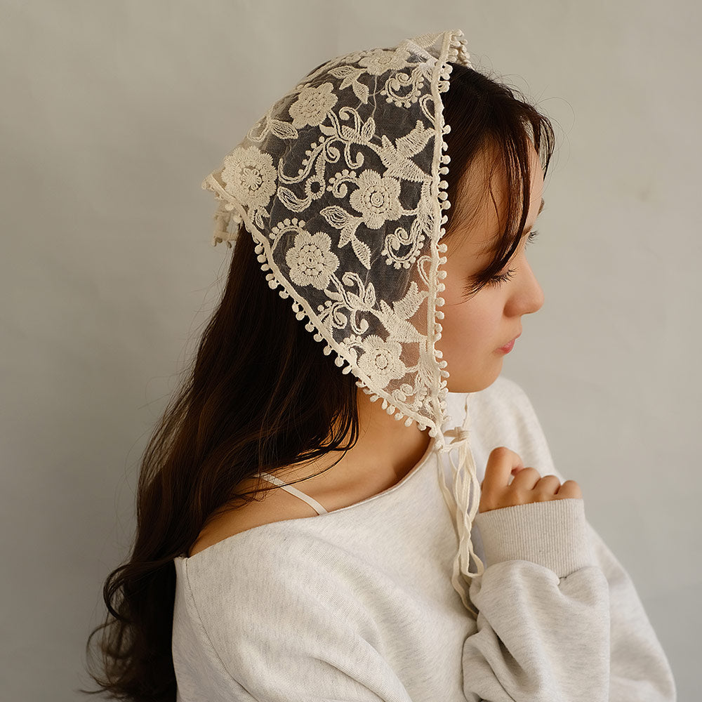 Botanical Tulle Triangle Headscarf