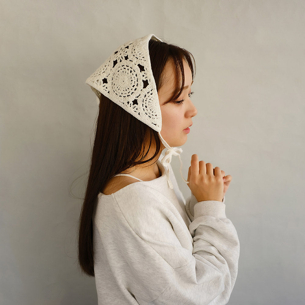 Floral Crochet Triangle Headscarf