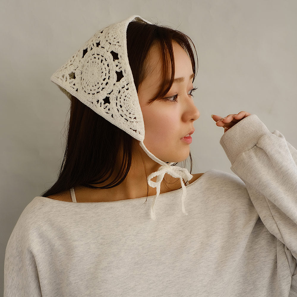 Floral Crochet Triangle Headscarf