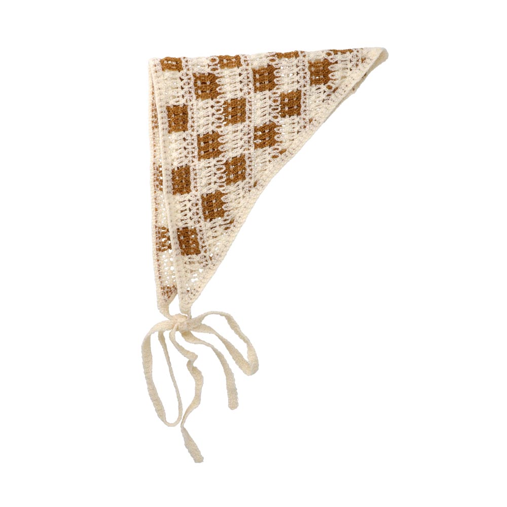 Checkered Crochet Triangle Headscarf
