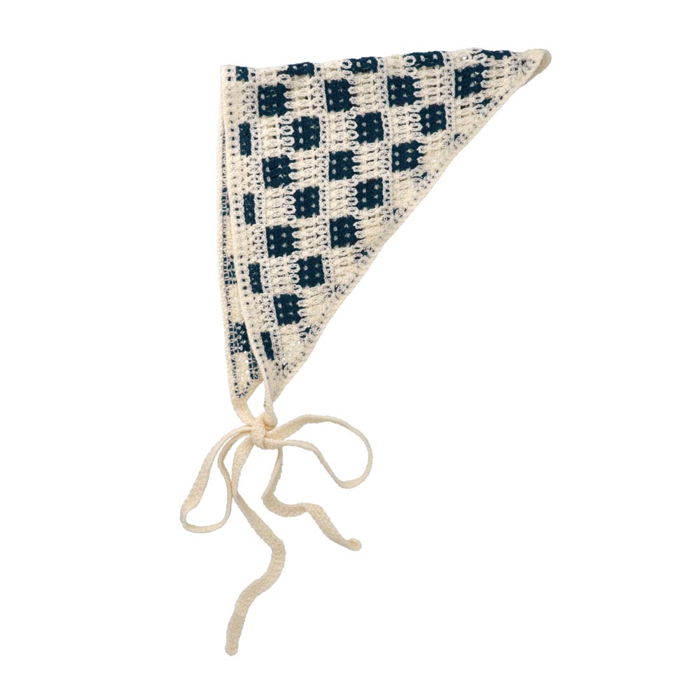 Checkered Crochet Triangle Headscarf