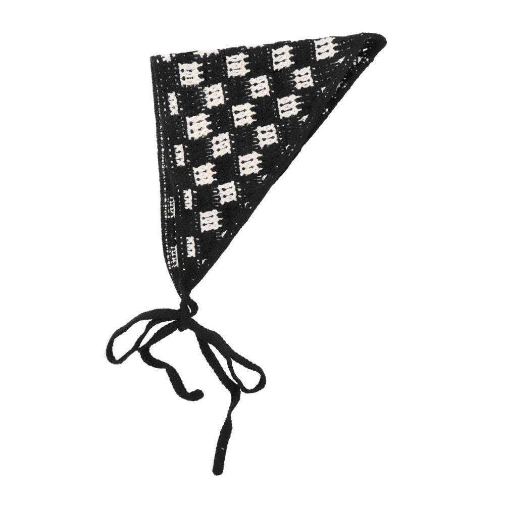 Checkered Crochet Triangle Headscarf