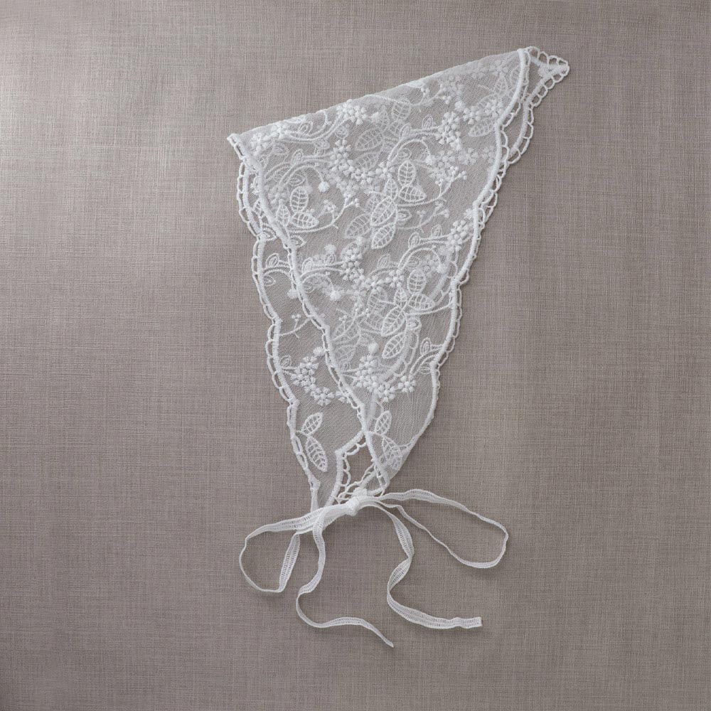 Botanical Embroidery Tulle Headscarf