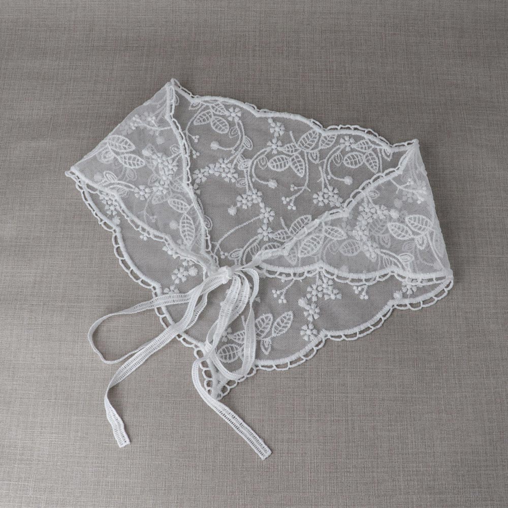 Botanical Embroidery Tulle Headscarf