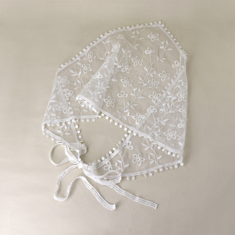 Botanical Pattern Tulle Headscarf - osewaya