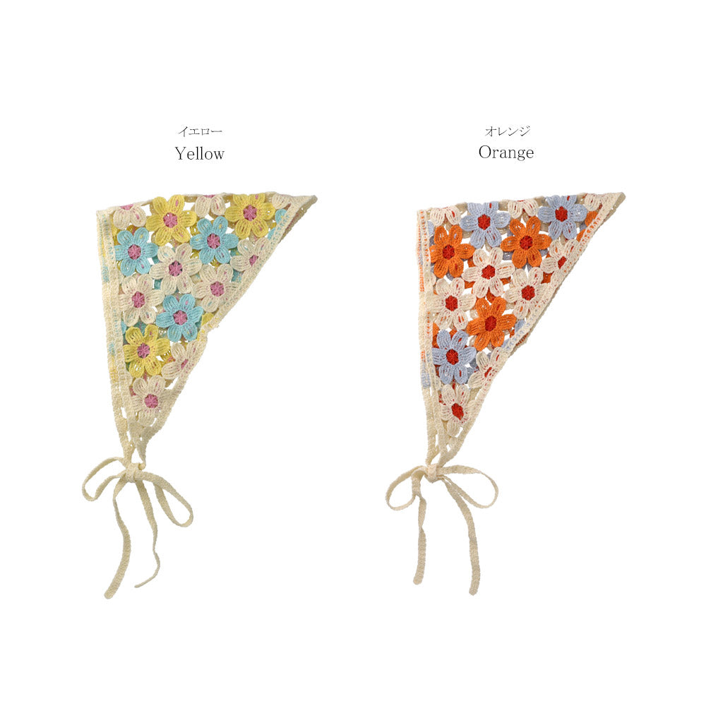 Multi Color Flower Crochet Headscarf