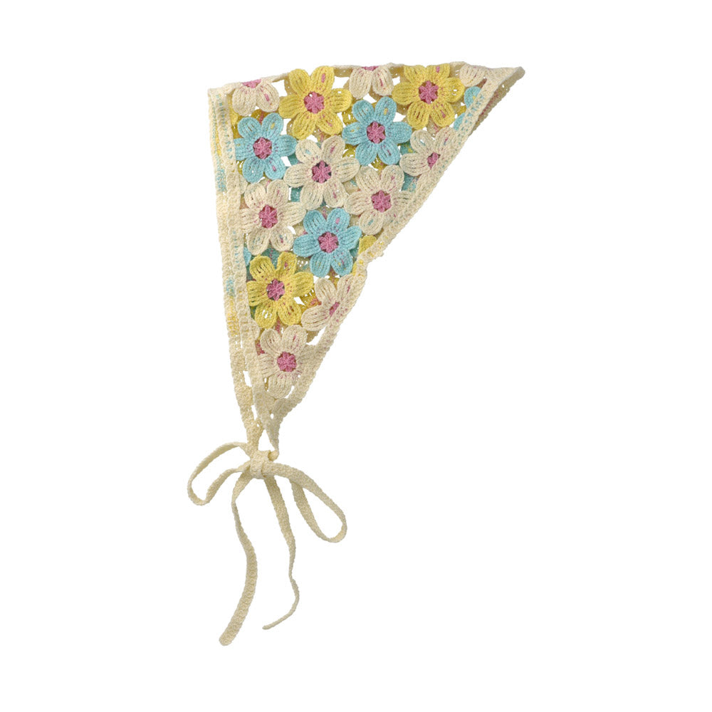 Multi Color Flower Crochet Headscarf