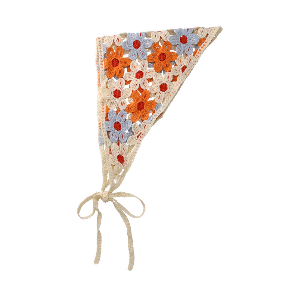 Multi Color Flower Crochet Headscarf