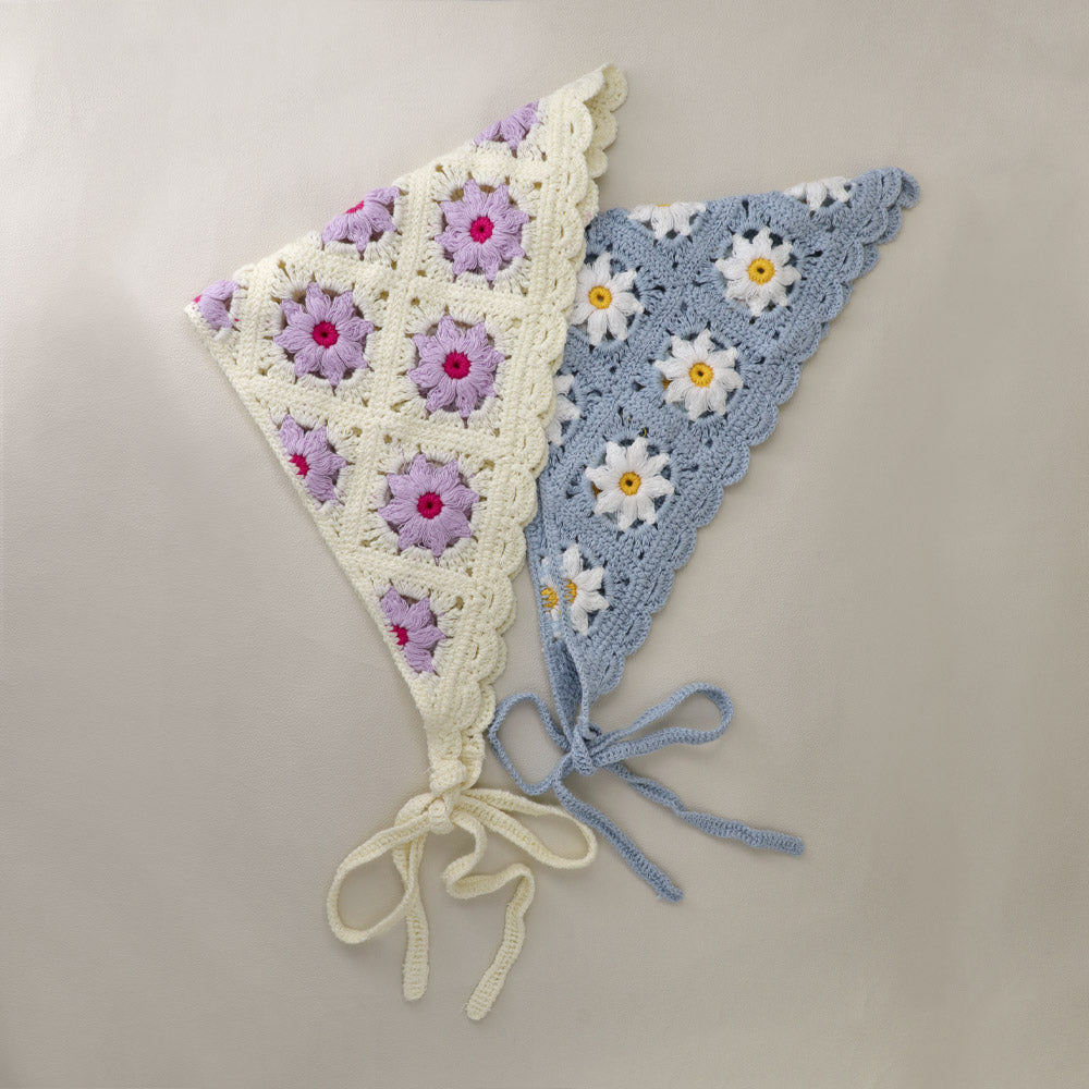 Crochet Flower Pattern Headscarf - osewaya