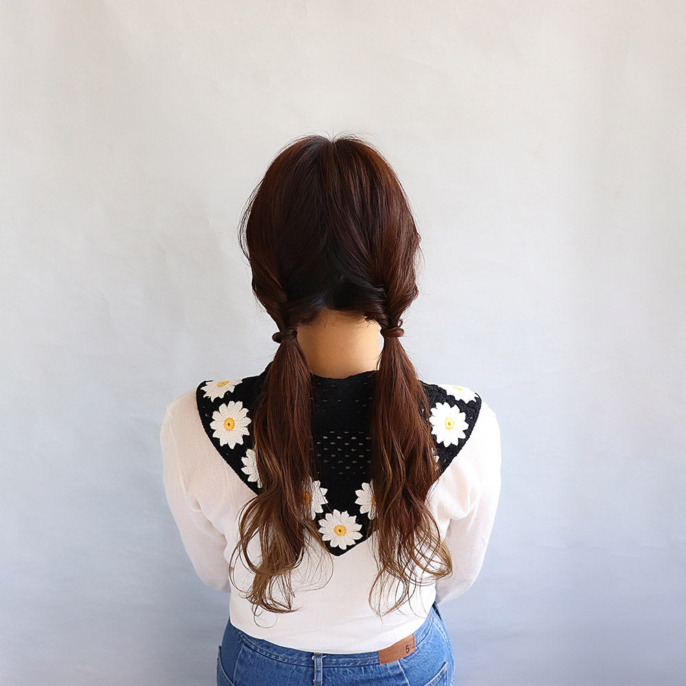 Crochet Flower Triangle Headscarf - osewaya