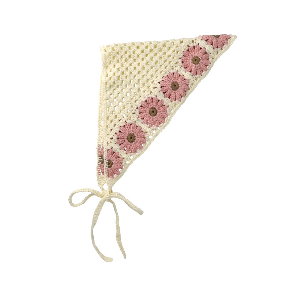 Crochet Flower Triangle Headscarf