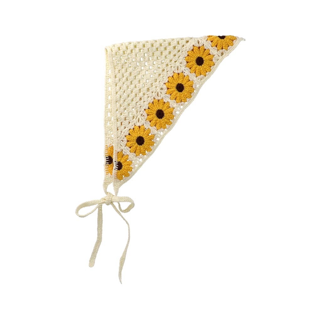 Crochet Flower Triangle Headscarf