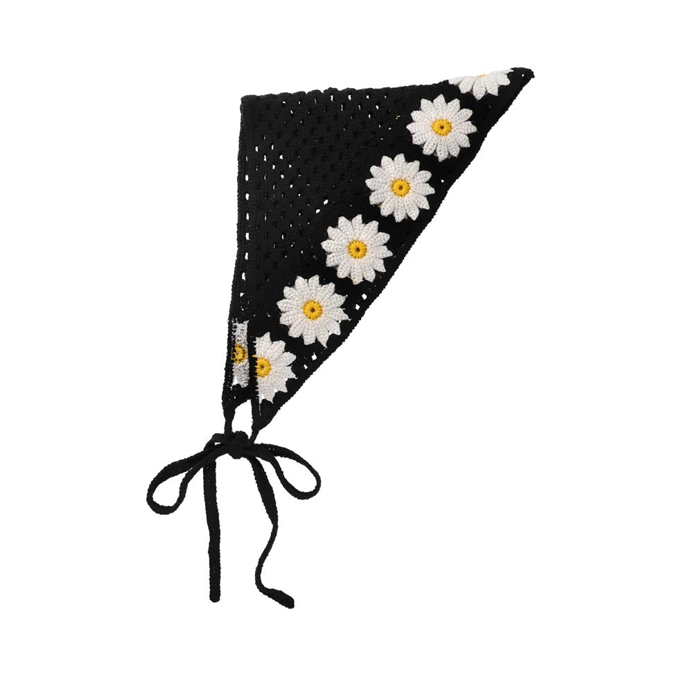 Crochet Flower Triangle Headscarf