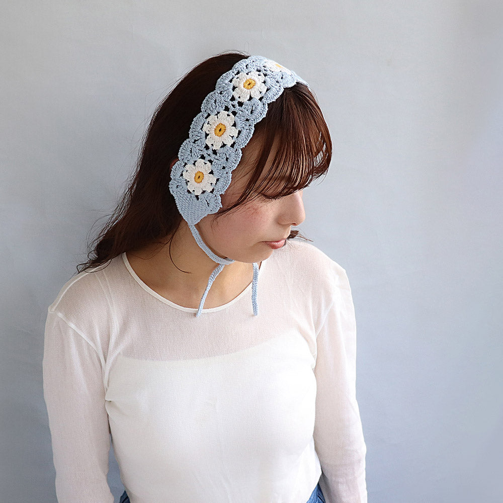 Crochet Flower Scallop Headband - osewaya