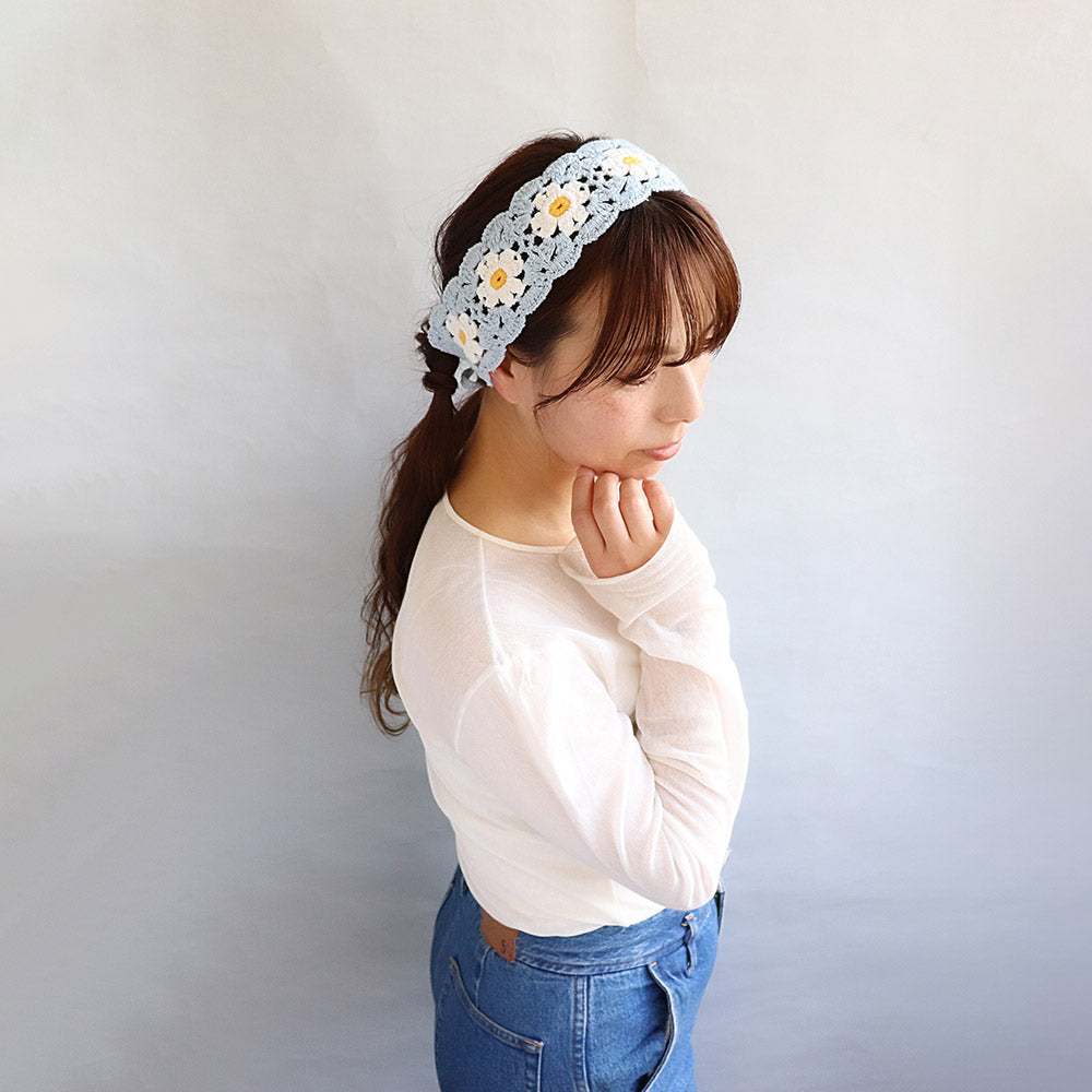 Crochet Flower Scallop Headband