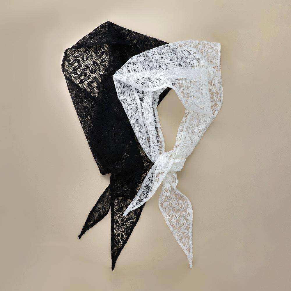 Leaf Print Allover Lace Headscarf