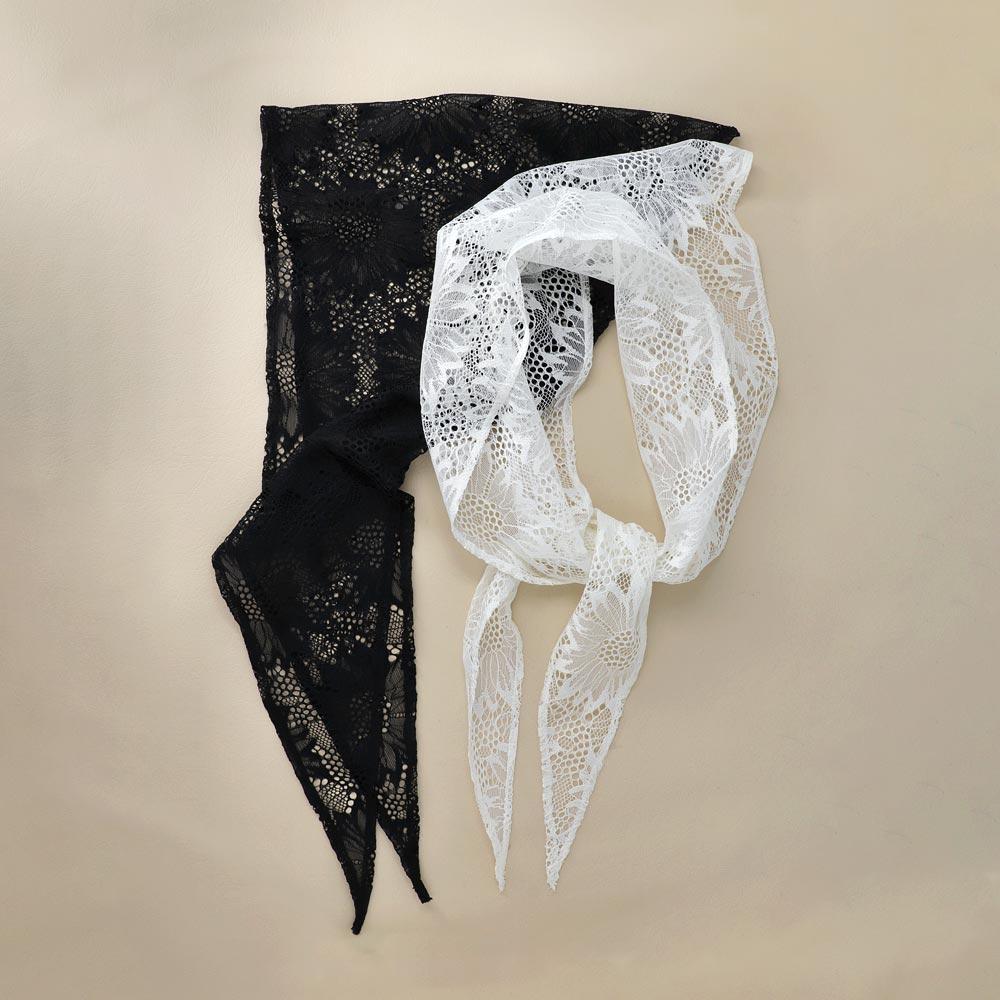 Floral Print Allover Lace Headscarf