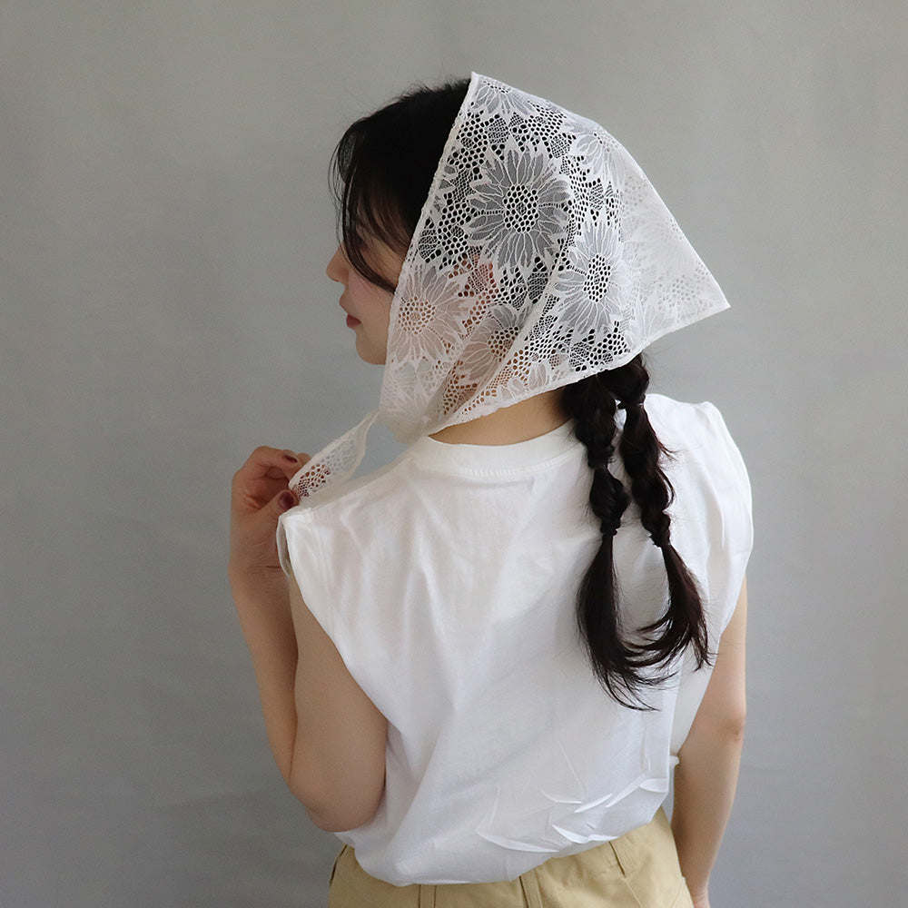 Floral Print Allover Lace Headscarf