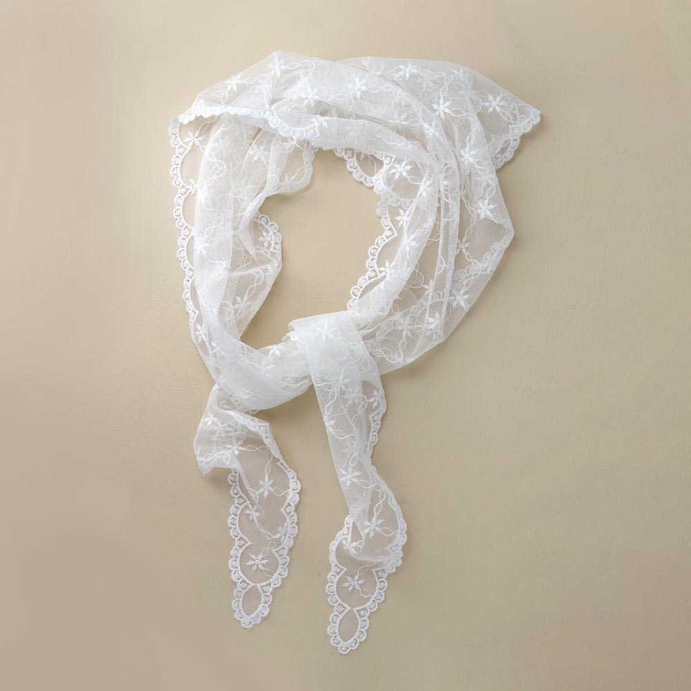 Sheer Scallop Lace Headscarf - osewaya