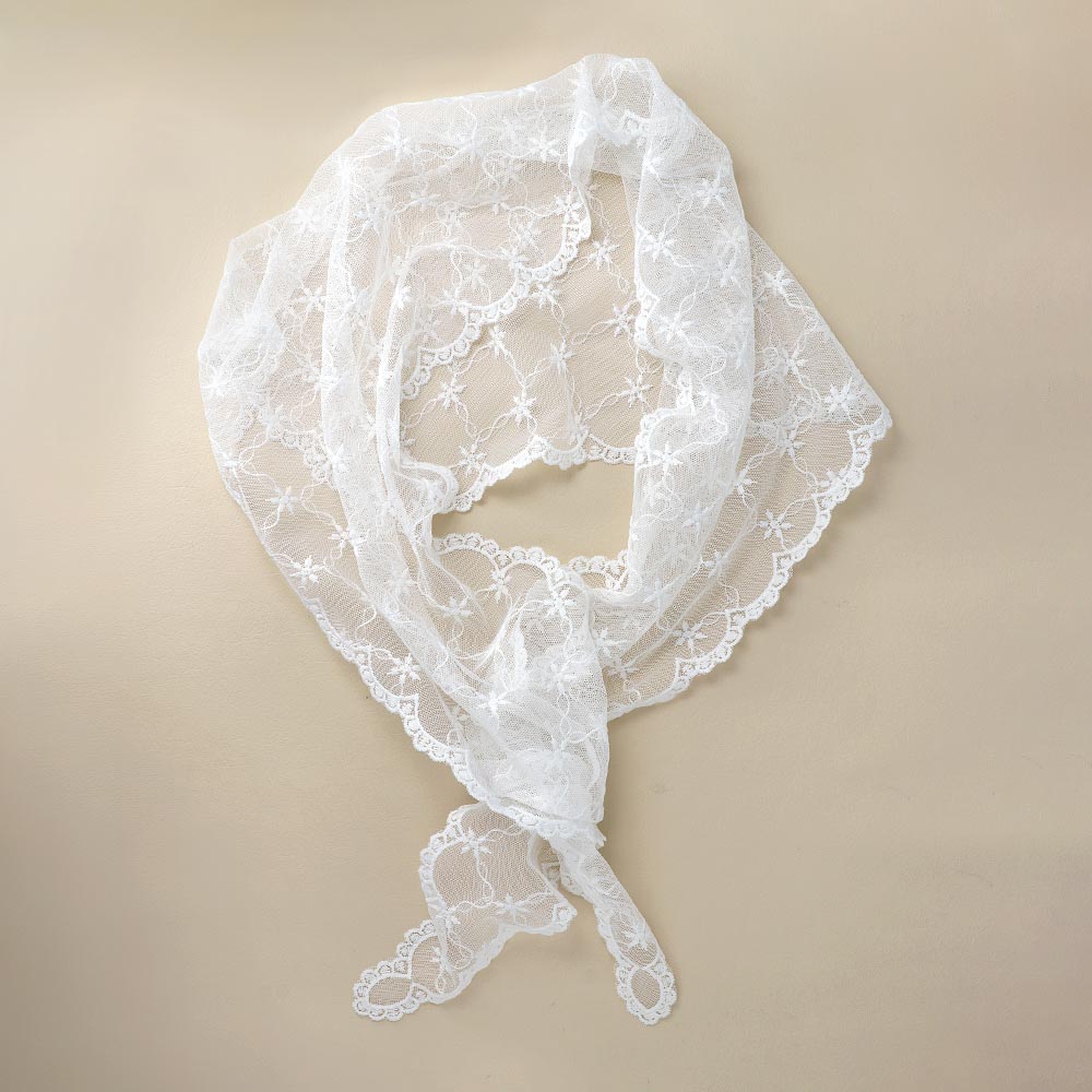 Sheer Scallop Lace Headscarf
