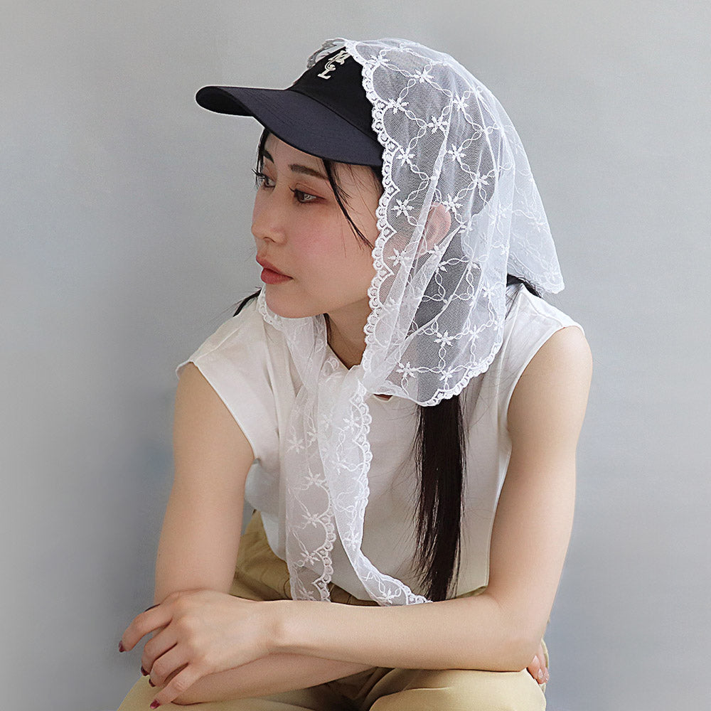 Sheer Scallop Lace Headscarf - osewaya