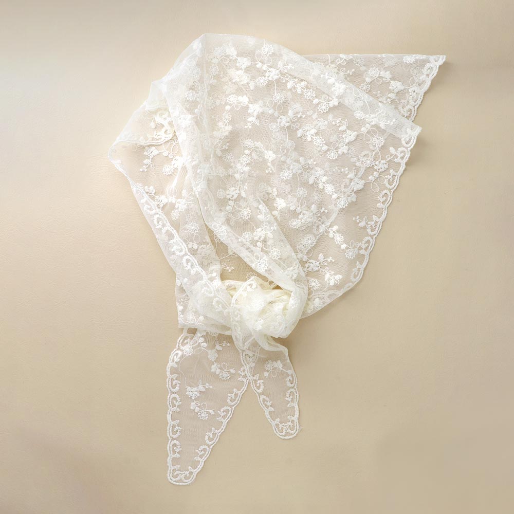 Floral Lace Sheer Headscarf - osewaya