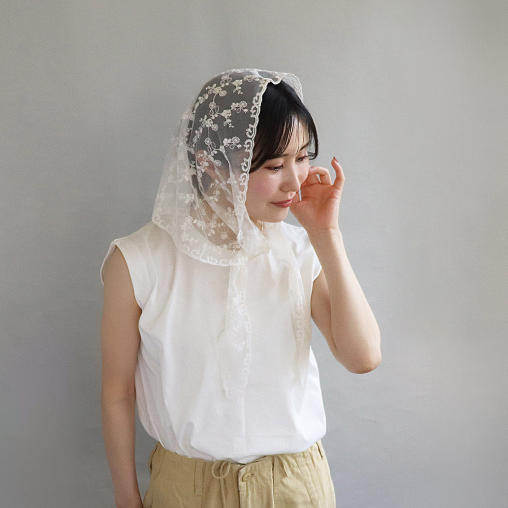 Floral Lace Sheer Headscarf - osewaya