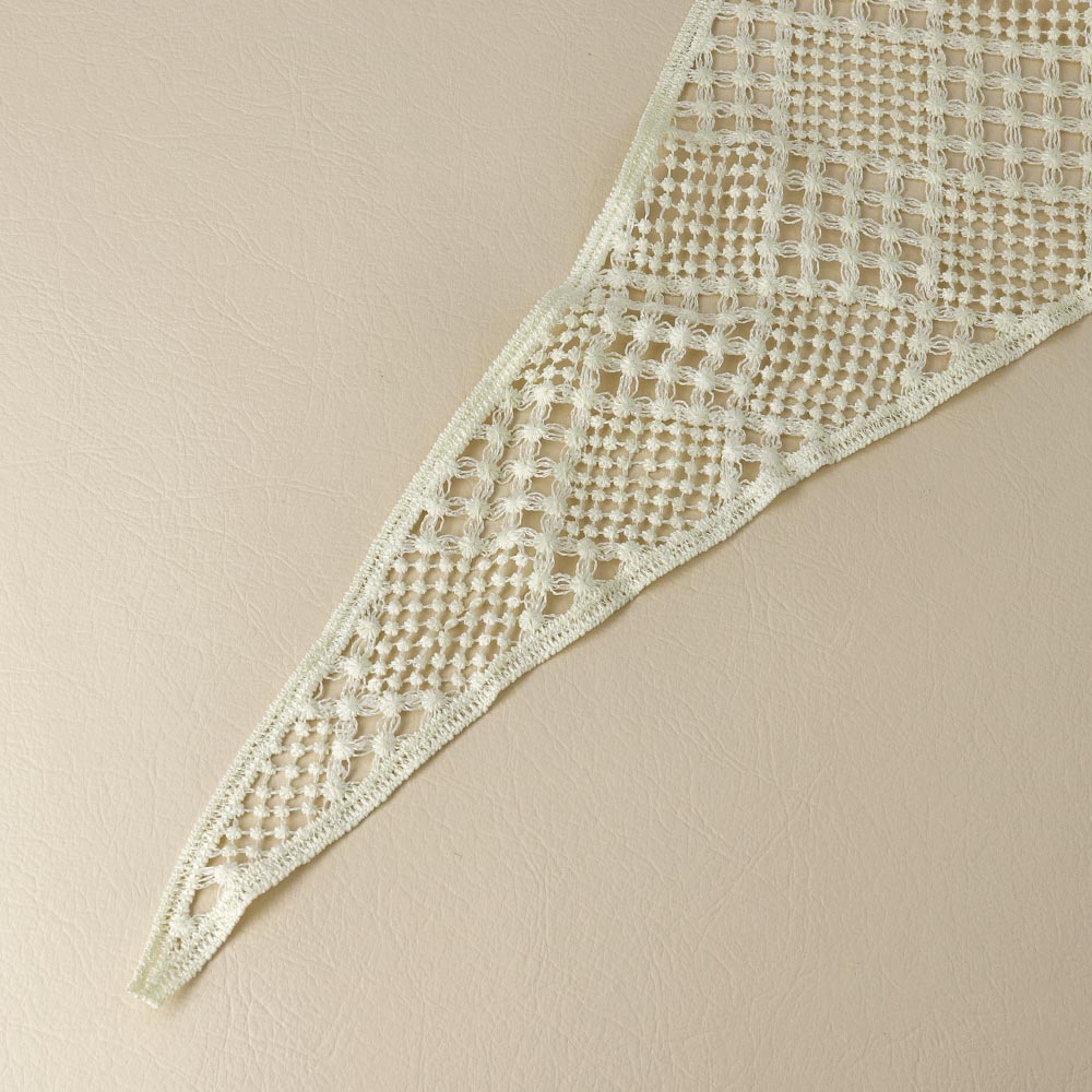 Ivory Checkered Crochet Headscarf