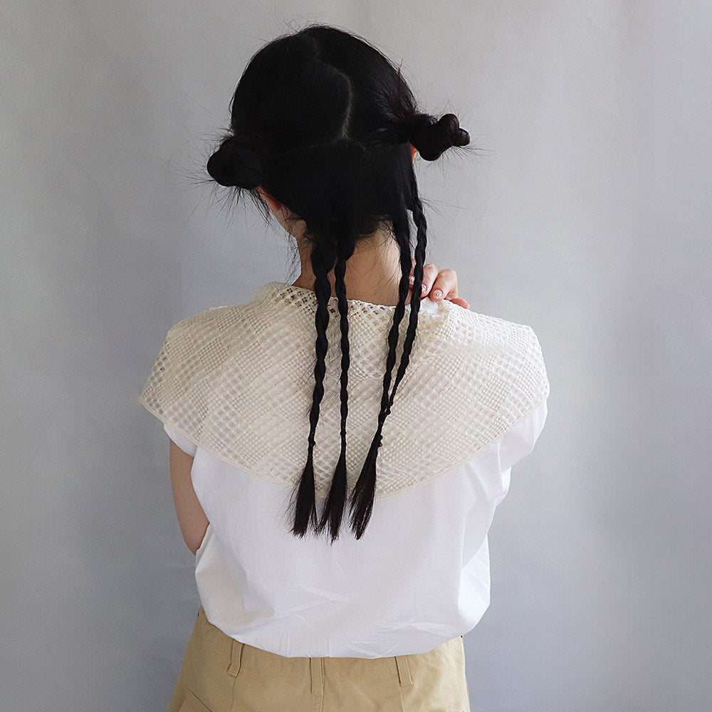 Ivory Checkered Crochet Headscarf