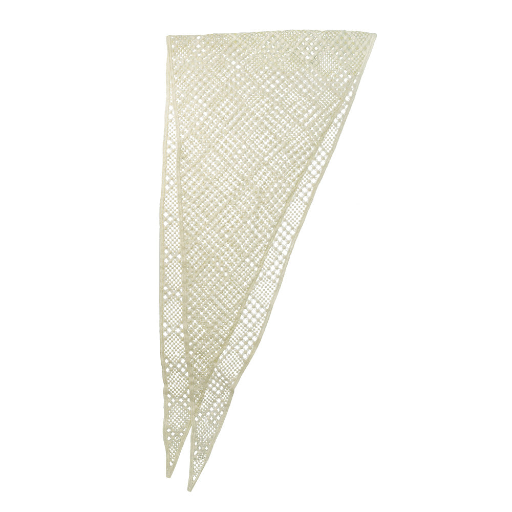 Ivory Checkered Crochet Headscarf