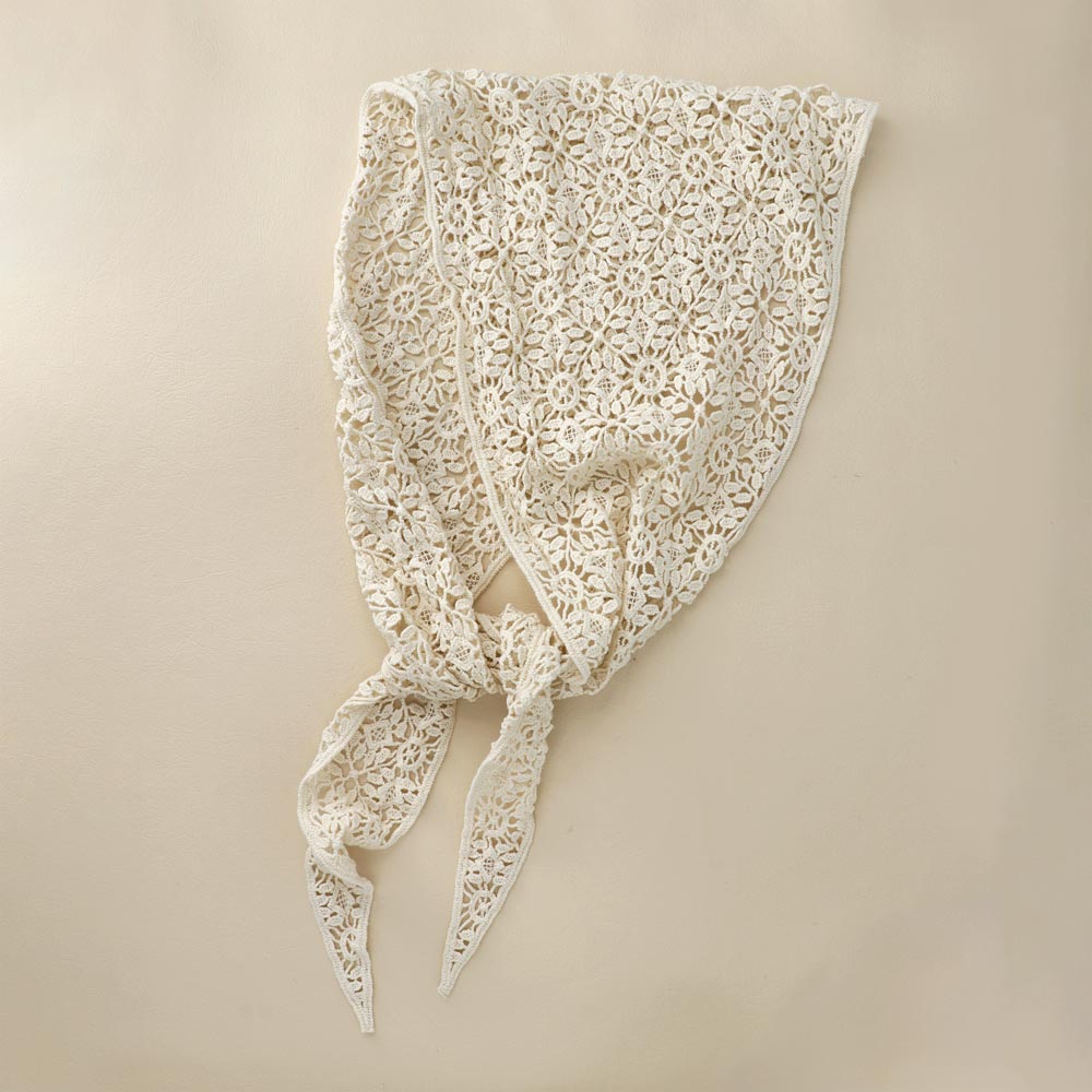 Ivory Flower Lace Headscarf - osewaya