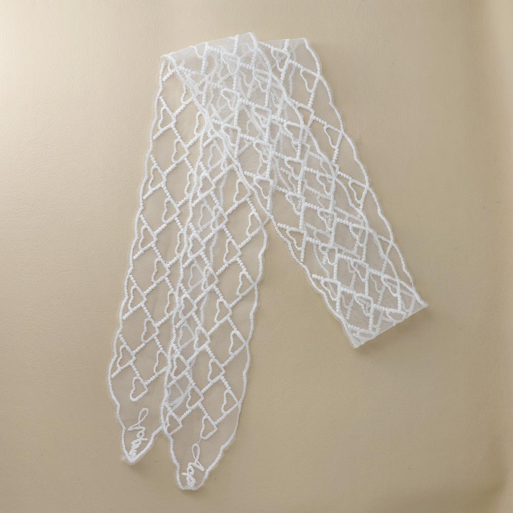 Heart Pattern Lace Skinny Scarf - osewaya