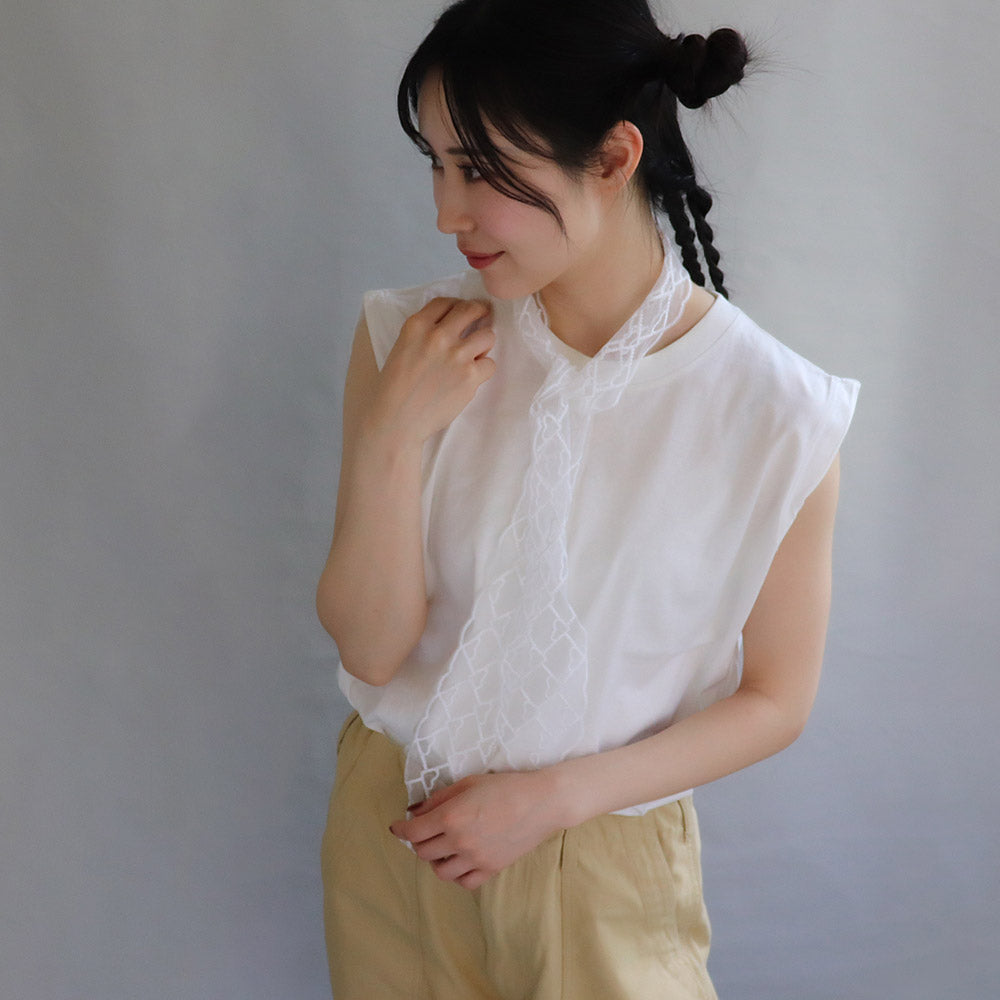 Heart Pattern Lace Skinny Scarf - osewaya